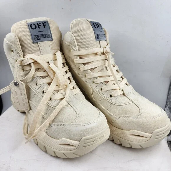 Off-White Hiker High Top Sneakers Men's 11US Beige Lace Up Closure - Picture 6 of 15